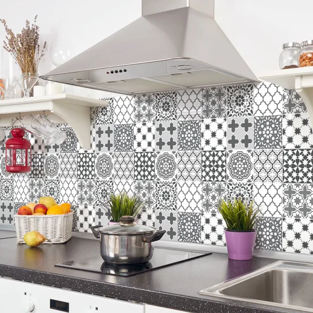 Ambiance Sticker Zelfklevende tegelmuurstickers voor keuken en badkamer - 24 Nadja Azulejo tegelstickers - 24 stickers, 20x20cm Multi color