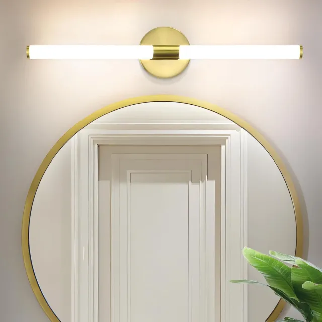 Glitzerlife Plafondspot Plafondlamp - Waterdichte LED Spiegellamp - 8W Gouden Schijf - Moderne Badkamerwandlamp - IP44 Veiligheid - Ø60cm Goudkleurig