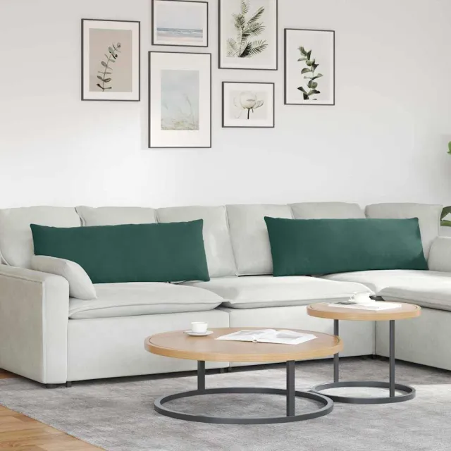 vidaXL Sofa Kussens 2 st fluweel Donkergroen 120 x 40 cm