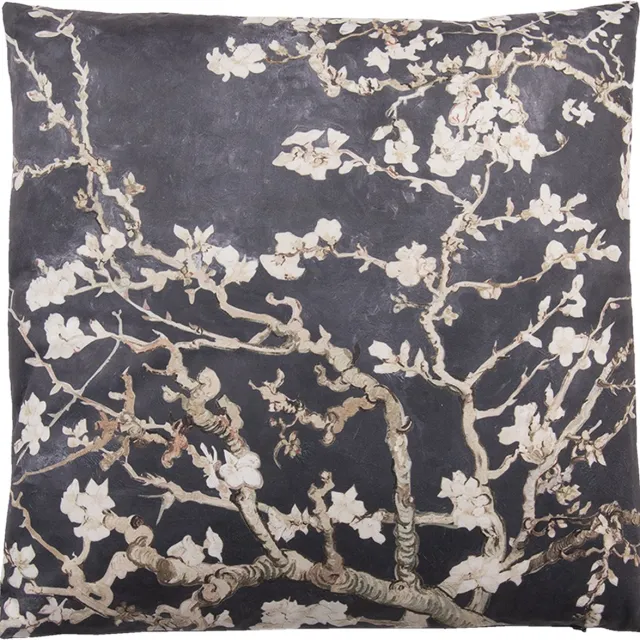 Clayre & Eef Sierkussen 45x45 cm Zwart Roze Synthetisch Bloesemtakken