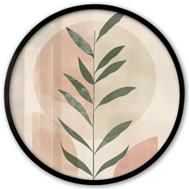 FrameYourWall Poster in lijst Rond - Fotolijst 40x40 cm - Posters - Modern - Roze - Groen - Natuur - Aesthetic - Ronde posterlijst zwart - Decoratie - Wanddecoratie woonkamer - Muurdecoratie slaapkamer