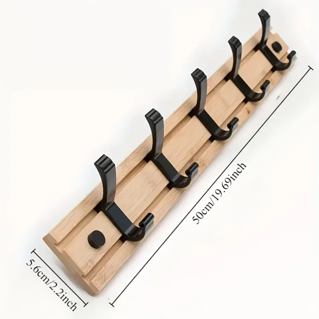 Houss Kapstok - Wandkapstok - Kapstok Hangend - Houten en RVS Metaal - 5Hangers - Industrieel bruin en zwart