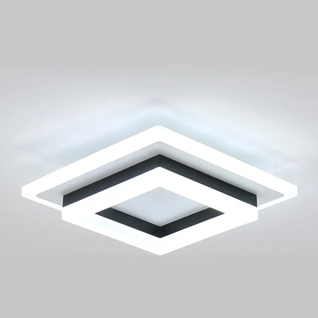 Riserva LED Plafondlamp Zwart Wit - 24W - 6500K Koud Wit - Moderne Vierkante Plafondlamp voor Slaapkamer, Keuken en Hal