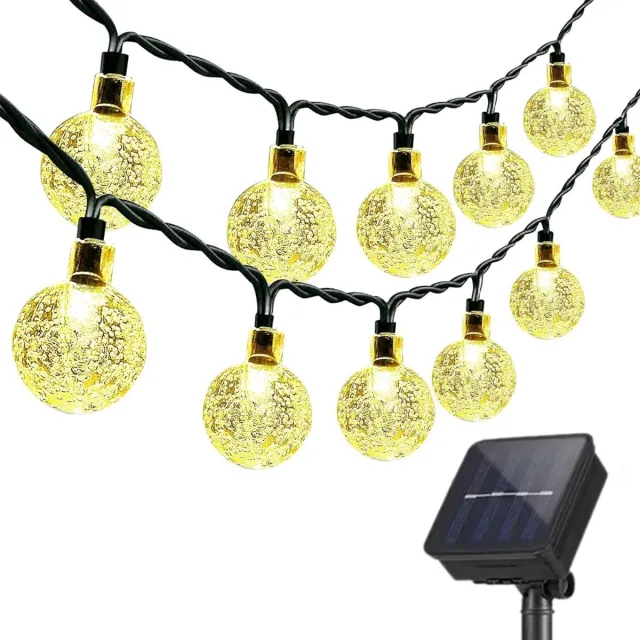 J-Pro JPro Cristal 50 Warm LED Lichtsnoer Buiten Solar Tuinverlichting 5 meter Warm Wit - Buiten Lichtslinger op Zonne-Energie Waterdicht - 50 LED Lampen Tuin Verlichting - 5+2m - ø2,5cm