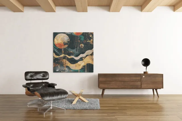 Trendex Global Vierkant Canvas Schilderij - Ruimte - Abstract - 100x100x2 cm Kleurrijk