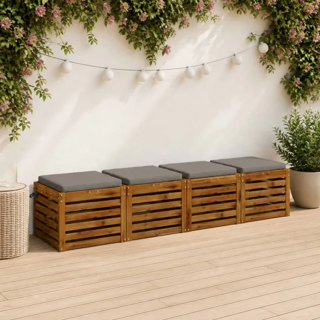 vidaXL Zitkussens SOEST 4 st 100% Polyester Grijs 40 x 40 x 5 cm