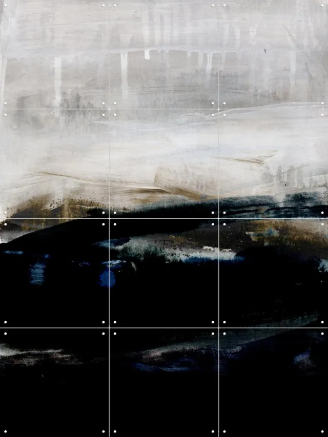 IXXI Watercolors 39X, Mareike Böhmer - 60 x 80 cm - Grote wanddecoratie en posters - Minimalisme, Abstract, Kwaststreken, Woonkamer, Studeerkamer Monochroom / Monochroom / Zwart en wit / Rustig / Zwart