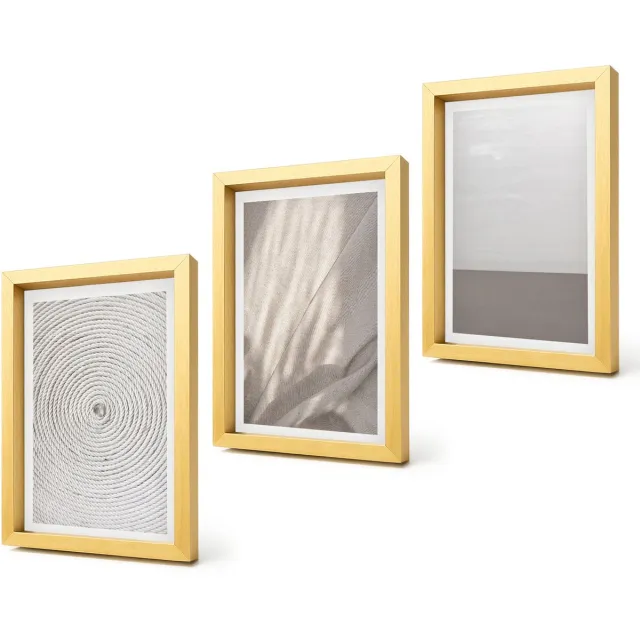 Coloray 4-Delige Schilderij Set - Verfijnde natuurlijke texturen in boho-stijl - 20 x 30 cm - Muurdecoratie - Interieur Decoratie - Stijlvolle Muurdecoratie Gouden lijst