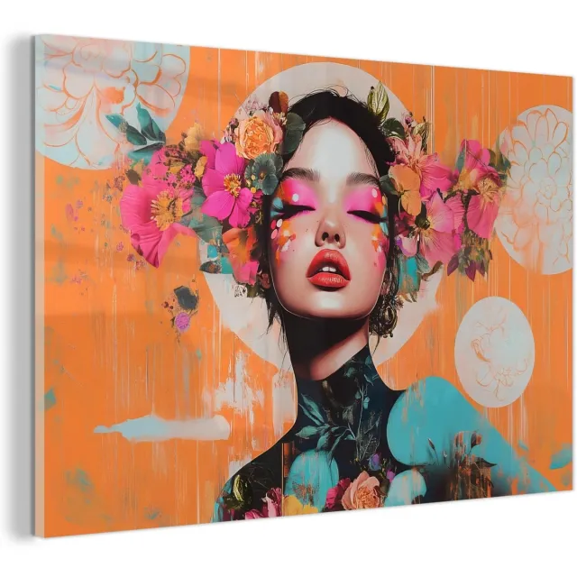 Unyqoos Moderne wanddecoratie op met abstracte bloemen en portret voor woonkamer Portret - vrouw