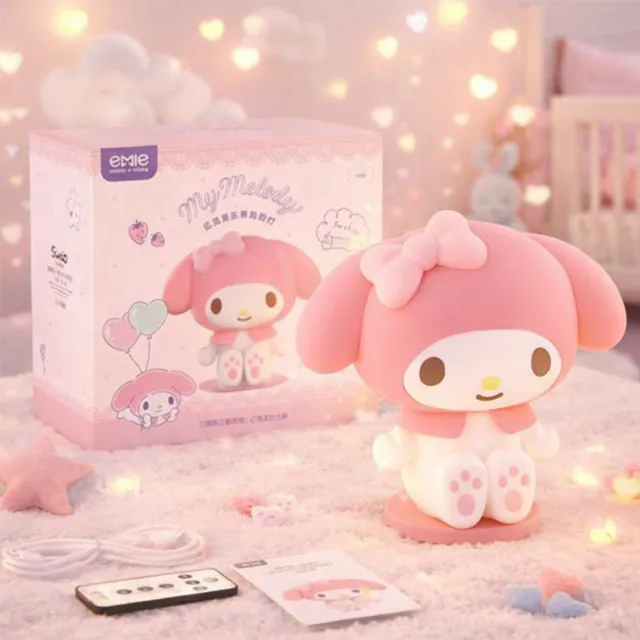 Sanrio My Melody nachtlamp - authentiek - touch functie - draadloos - Kuromi - Hello Kitty - My Melody - PomPomPurin - Pochacco - cadeau - Kawaii Roze/Rood