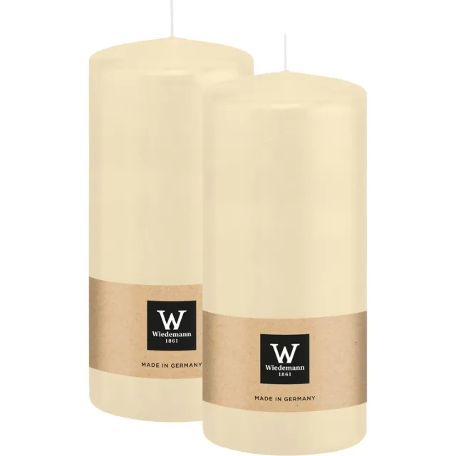 Wiedemann Cilinderkaars/stompkaars - 2x - creme wit - 15 x 7 cm - 63 branduren - zuilkaarsen