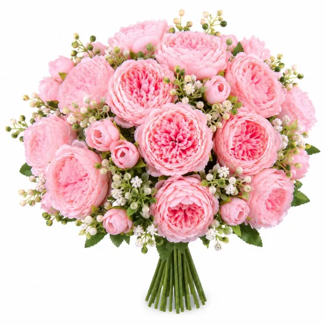 ROSIFY Kunstbloemen Kunst Pioenrozen Roze – 16 Stelen – Kunstbloemen Boeket – 30 cm – Roze Bloemen voor Vaas Roze 16