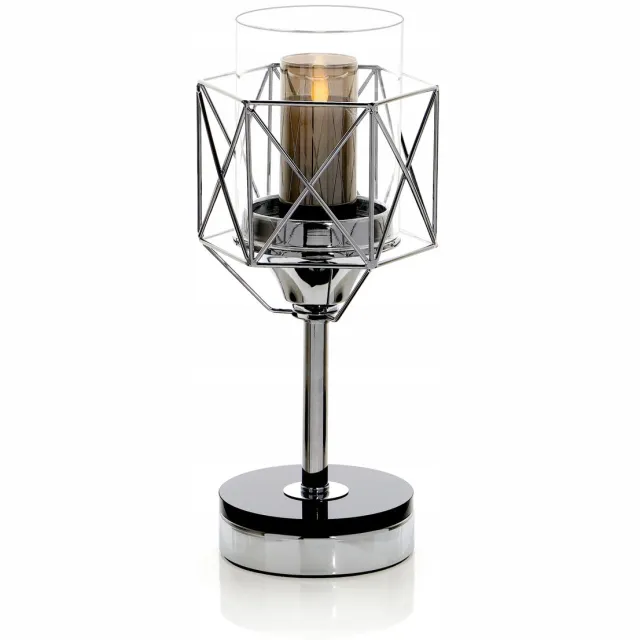 Messa Home Glamour Srebrny Lampion Świecznik Theelichtje H=33cm Zilver