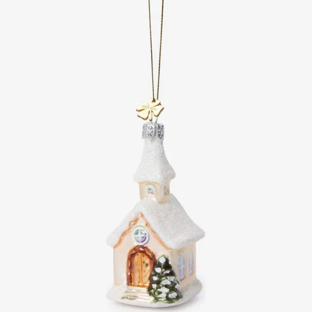 Sissy-Boy Wit kerstornament in de vorm van een kerk (7.5 cm)