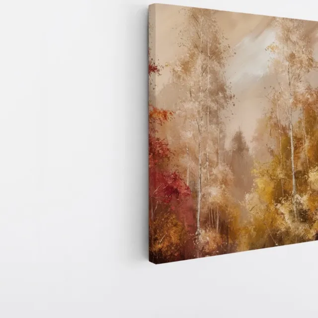 Saammp Canvas Schilderij - Abstract bos - Landschap - Natuur - 60x60 - Foto op canvas - Wanddecoratie - Muurdecoratie Woonkamer - Slaapkamer decoratie - Canvas Print Multicolor