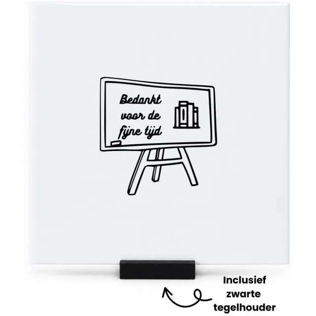 Hacebo Bedankt voor de fijne tijd tegeltje met tegelhouder - Collega - beste collega - tegeltjes met tekst - collega afscheid - vriendschap - leuk cadeau voor je collega om te geven - spreuktegels - 15x15 CM Wit