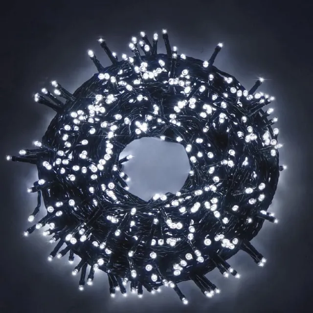 Thuys Kerstverlichting Slinger 50M – 1000 LED – Warm Wit IJslicht – 8 Lichtstanden – 31V Controller – Groen Snoer