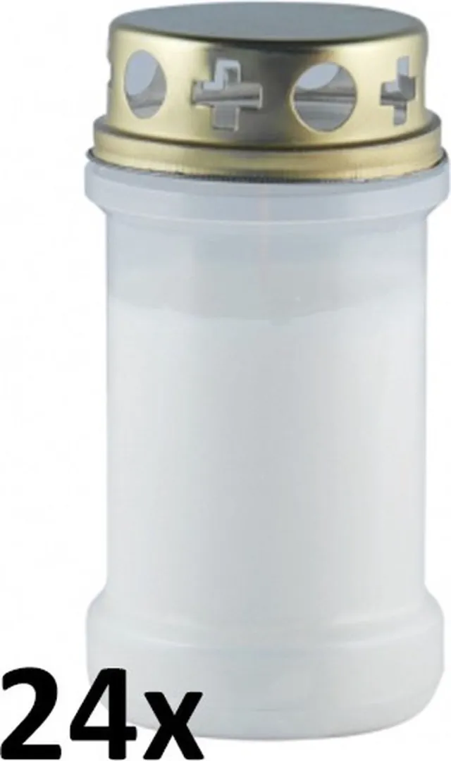 Smulders Deco 24 stuks graflicht wit transparant met regen deksel nr. 3 130/65 (48 uur)