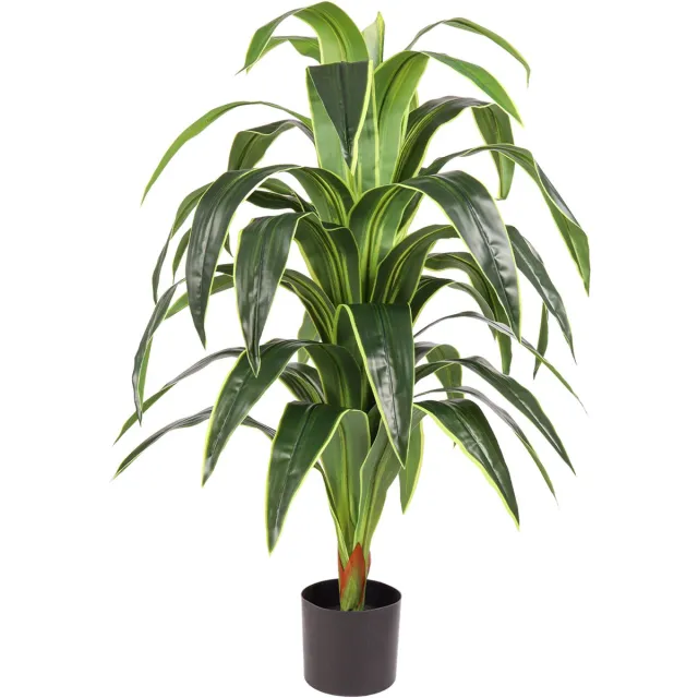 Kunstpalm XL Kunst Dracaena – 120 cm – Volle Groene Kamerplant – In Pot – realistische Dracena kunstplant Donkergroen
