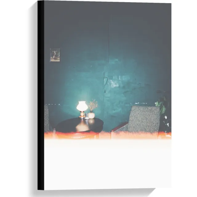 KuijsFotoprint Canvas - Interieur met Blauwe Muur - 40x60cm Foto op Canvas Schilderij (Wanddecoratie op Canvas)