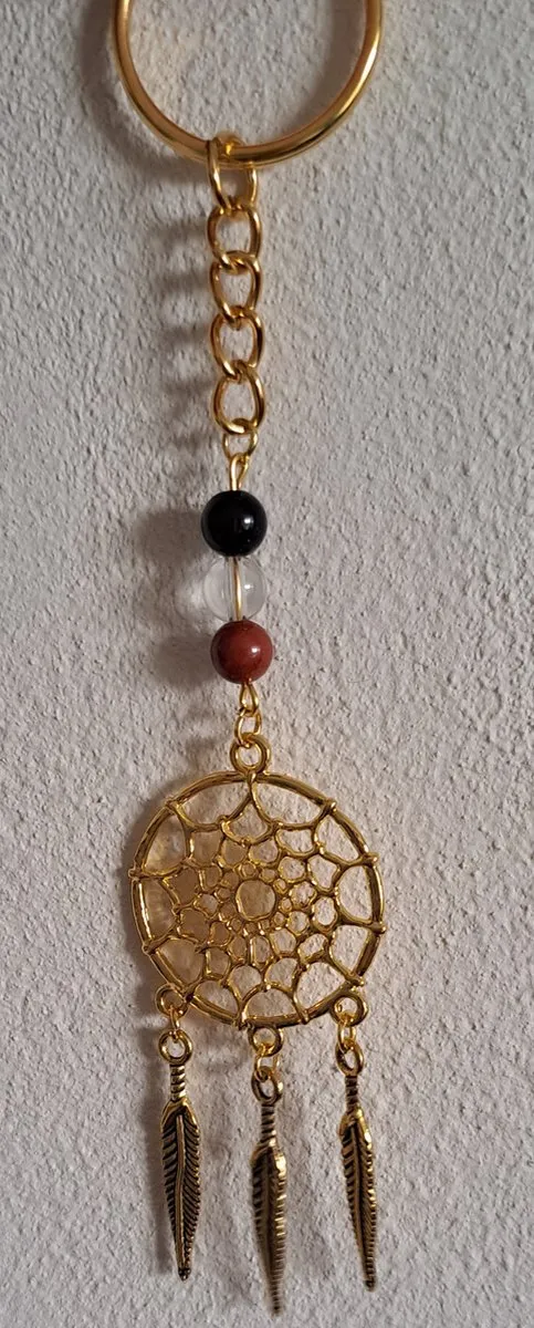 mineraalsteen Sleutelhanger Horoscoop "Steenbok" / Dromenvanger, goudkleurig rood, bruin, transparant