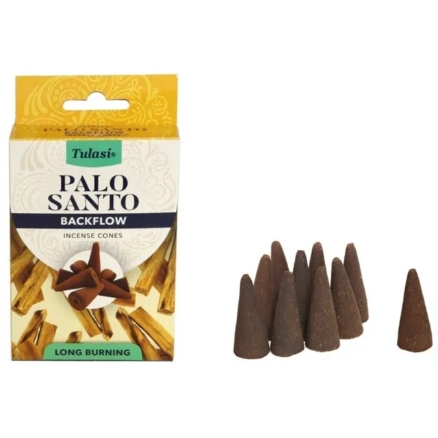 Tulasi Wierook kegeltjes in huisgeur Palo Santo - 20x kleine kegeltjes - Ontspannend - Kalmerend - Heilig hout Cognac bruin