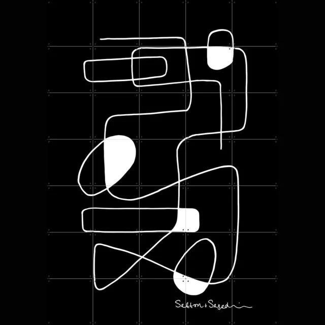 IXXI Linework black, Sefton & Segedin - 100 x 140 cm - Grote wanddecoratie en posters - Minimalisme, Illustraties, Abstract, Geometrische Kunst Wit / Monochroom / Donkere tinten / Zwart en wit