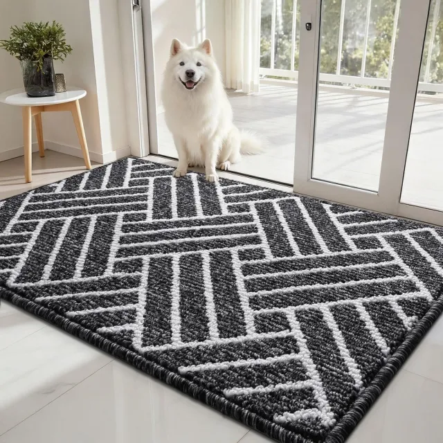 Unyqoos Wasbare antislip deurmat met hoog absorptievermogen voor binnengebruik zwart