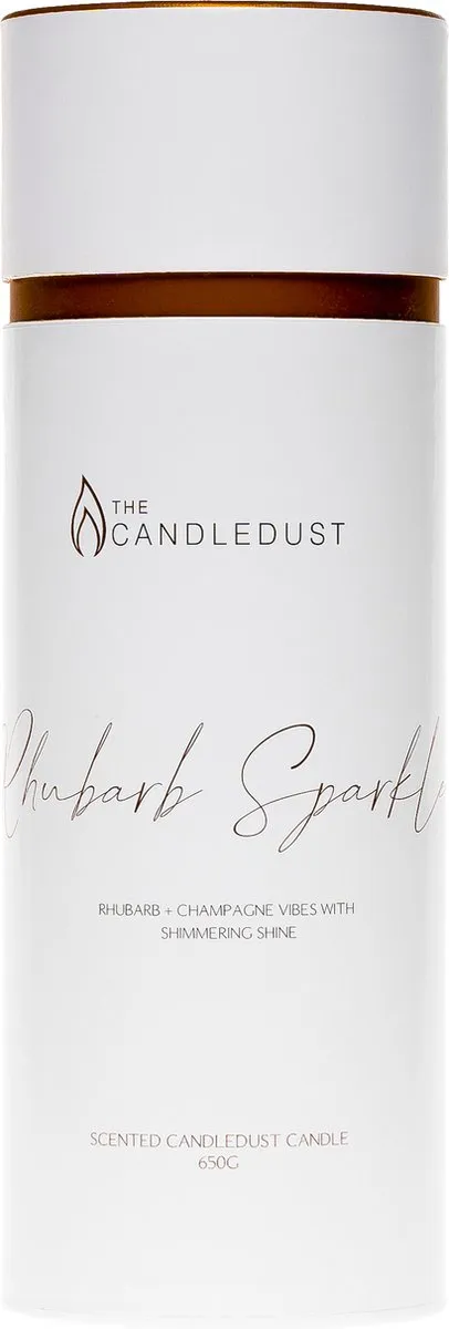 The Candledust Premium Kaarsenzand - 650 gram - Luxe Poederkaarsen - Rhubarb Sparkle - Geur - 140 Uur Brandduur - Inclusief Lonten - 660 Gram - Unieke Kaars - Veilige Kaarsen - Maak je Eigen Kaarsen - Zonder Was Verspilling - Perfect Cadeau Champagne en Rabarber