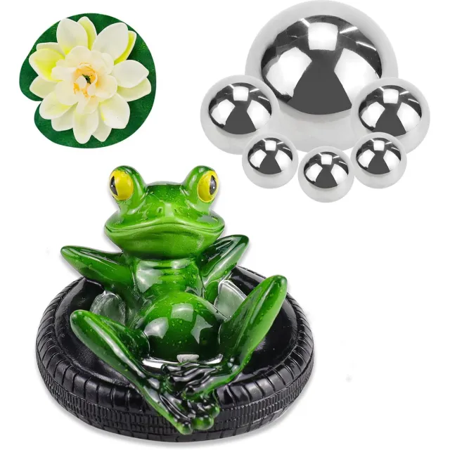 Ibenzoa Decoratieve Mini-Vijver Set met Zwemkikker en Drijvende Elementen voor Tuin en Balkon groen
