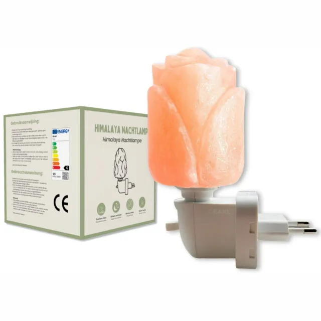 Melvy Himalaya Nachtlampje Flora – 1 KGen ca. 14 cm - Zoutlamp - Wandlamp - Echt & Puur Himalayazout Oranje