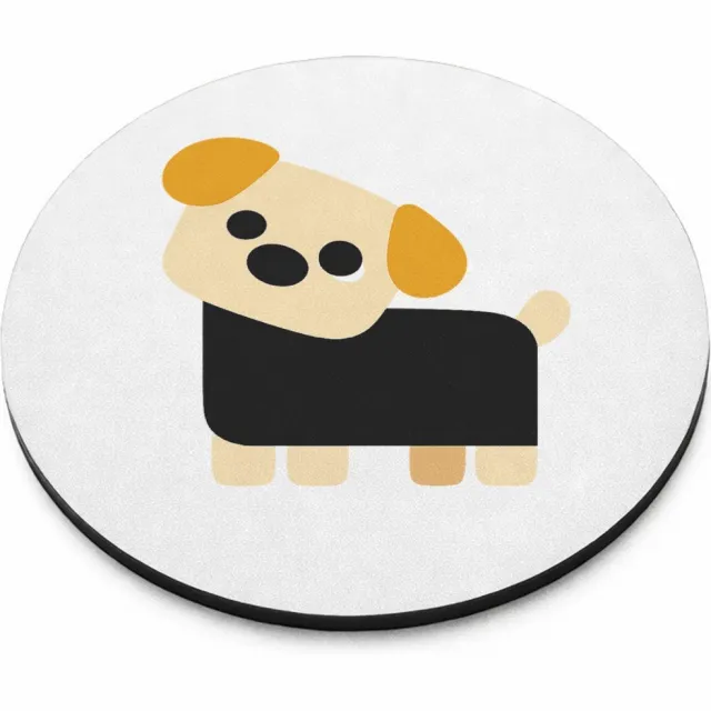 Mr Cadeautjes MDF magnetische fotolijst rond Ø 9,5 - design Minimalistische hond met eigenwijze blik | cadeau Wit