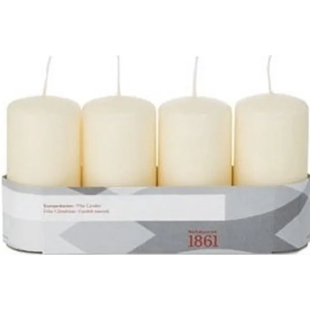 Trend Candles 4x Cremewitte cilinderkaars/stompkaars 5 x 10 cm 18 branduren - Geurloze kaarsen - Woondecoraties