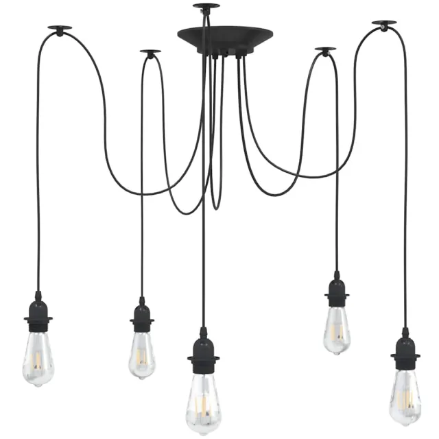 vidaXL Hanglamp met 5 lamphouders E27 metaal zwart