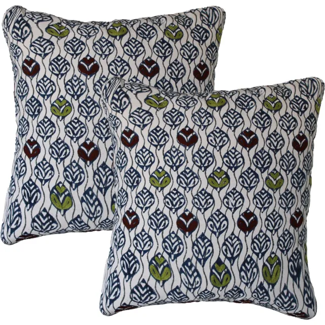 Urbane Hide Set van 2 kussenhoes 45x45 cm | Kussens woonkamer | kussensloop | sierkussens | cushion cover | katoen | Hand blocked print wit roze