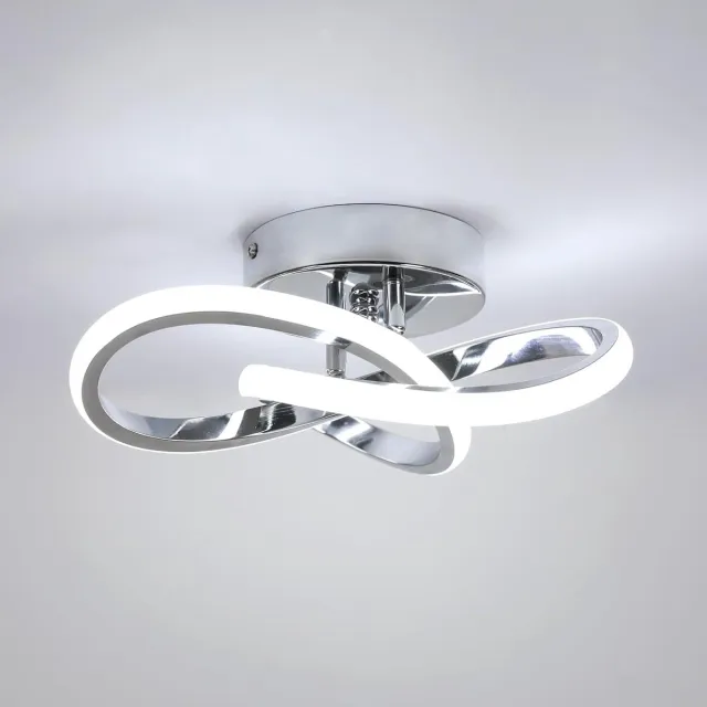 Goeco plafondlamp - 25cm - Klein - LED - 22W - koel wit licht - 6500K - zilveren - voor slaapkamer gang balkon