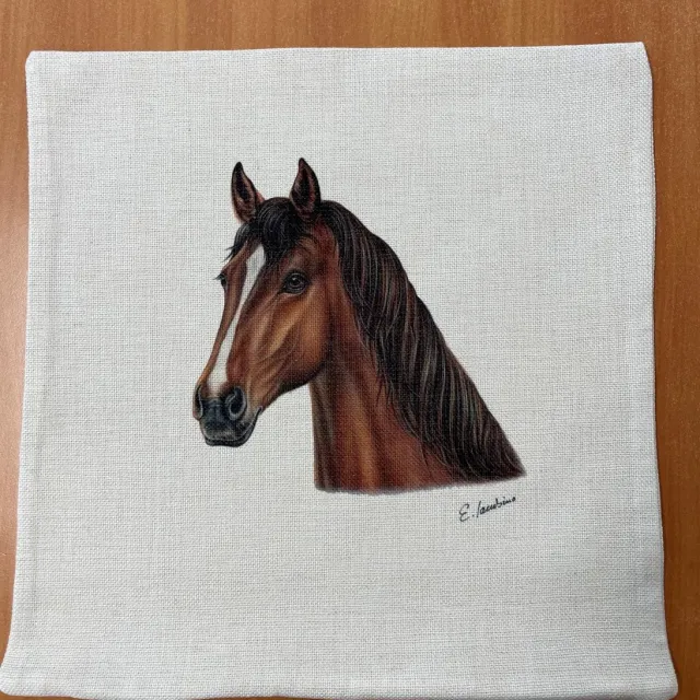 Mariele World Kussen ~Pferd naturfarben / Linnen ~ Paard Design