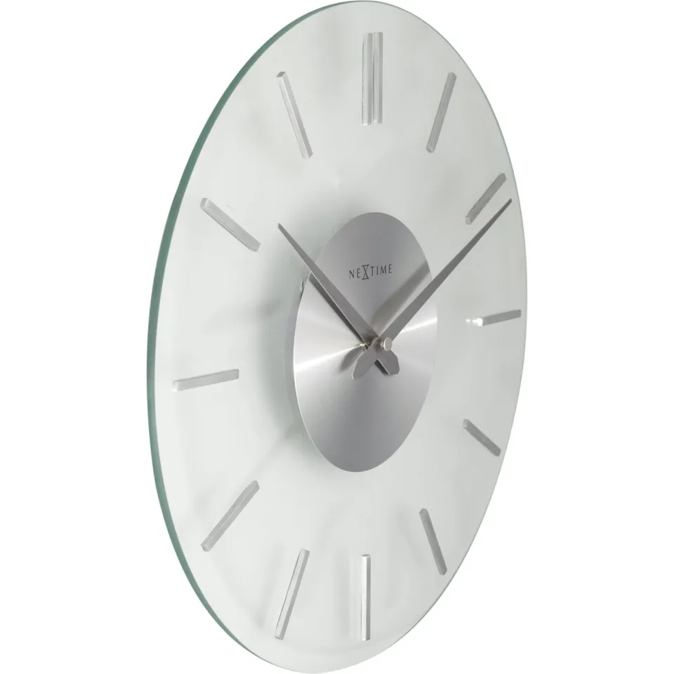 NeXtime Clocks Nextime wandklok- 26 cm - Aluminum - Glas - Stripe - 26 cm transparant, foto 2