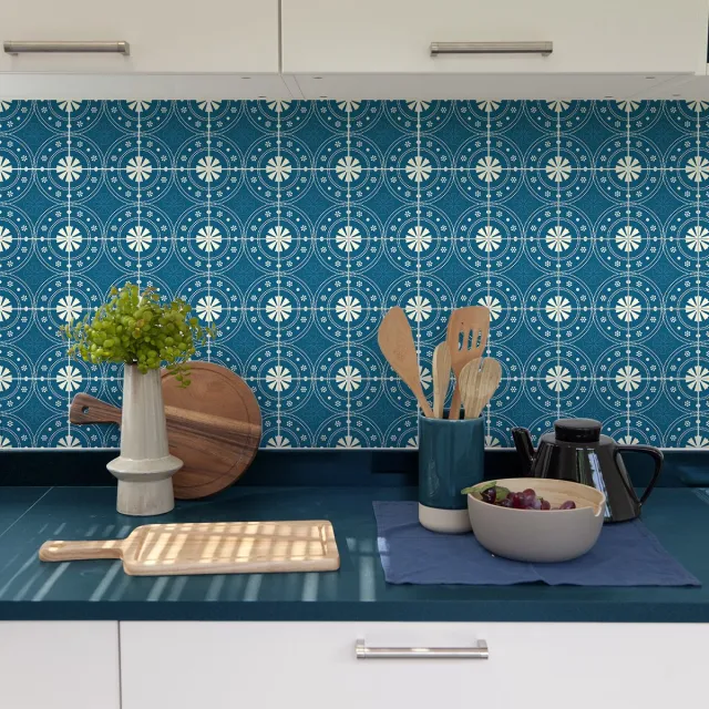 Ambiance Sticker Zelfklevende tegelmuurstickers voor keuken en badkamer - 9 Paquita Azulejo tegelstickers - 9 stickers 20x20cm multi color