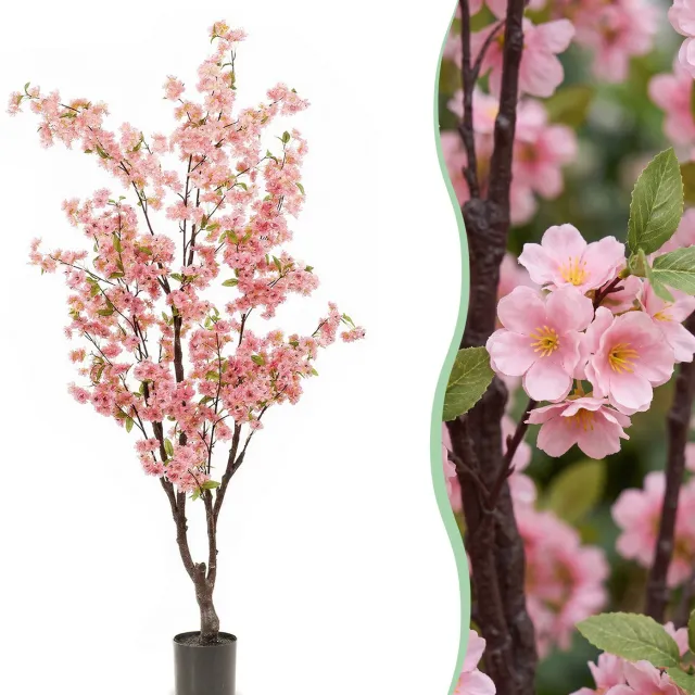 Green Boutiq Kunstplant - Prunus - Kersenbloesem - Roze - 175cm