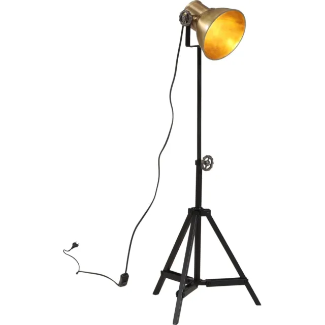 vidaXL Vloerlamp 25 W E27 35x35x65/95 cm antiek messingkleurig Bruin