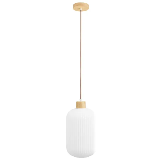 Nest of Nora Hanglamp Brynn - Ø20 cm - Glas en hout - Wit
