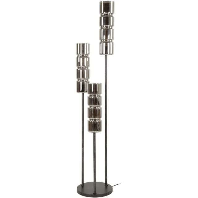 Nest of Nora Vloerlamp - Glazen cilinder 3-lichts - Zwart Donkergrijs