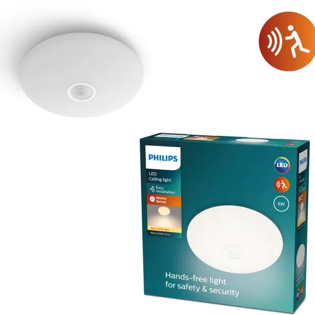 Philips Plafondlamp Mauve ⌀25cm 6w Met Sensor Wit