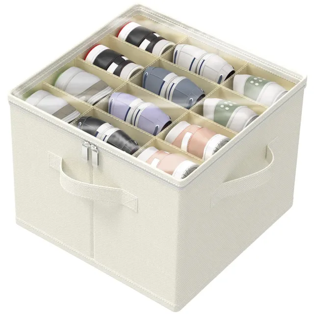 Unyqoos ® Slimme Schoenenopberger met Ruimtebesparende Indeling voor Maximaal 12 Paar Schoenen beige