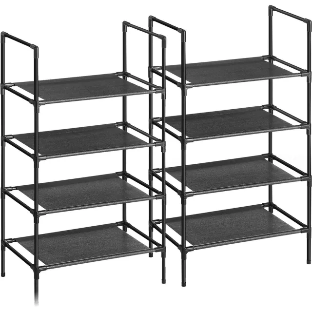 MAZAZU MIRA Home Schoenenrek Metaal met Meerdere Lagen - Smal en Stapelbaar - Zwart - 45x28x80 cm