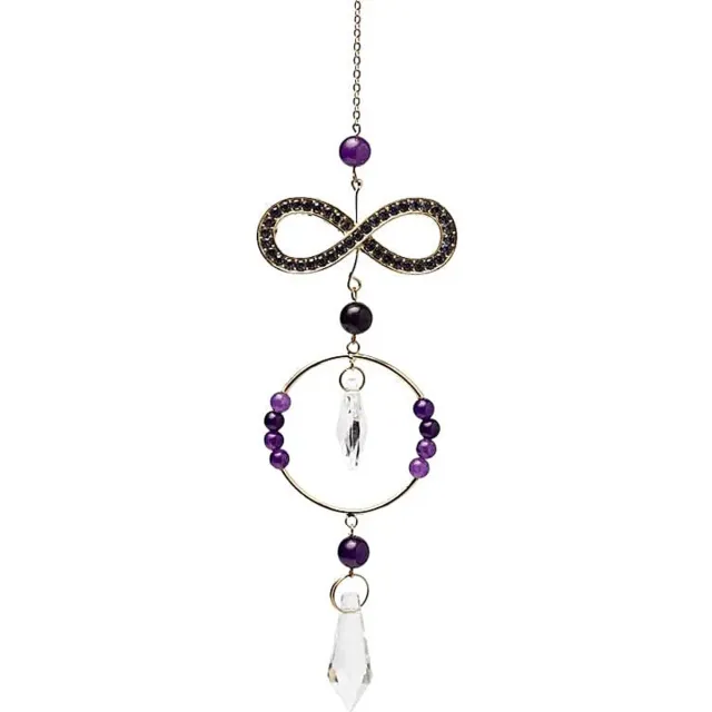 Phoenix Import Mani Bhadra Suncatcher infinity met amethist en kristal – ± 31 cm paars