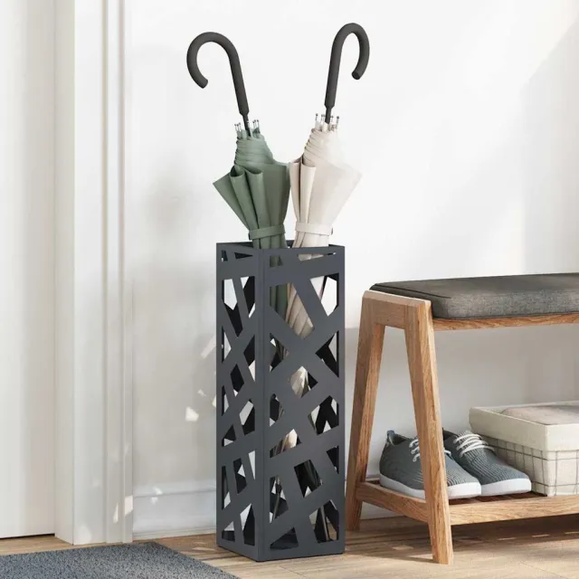 vidaXL Regen paraplu standaard Antraciet 15,5 x 15,5 x 49 cm Staal Anthraciet