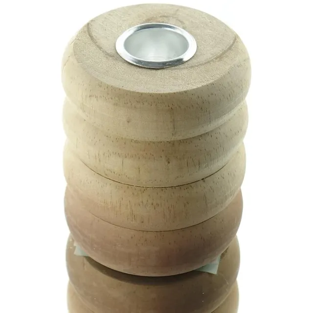 Freese Kaarsenhouder Naturel Cilindrisch met Ribbels Ø 7 cm - Hout