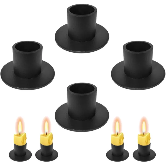 Unyqoos Set van vier elegante zwarte metalen kandelaars voor sfeervolle decoratie